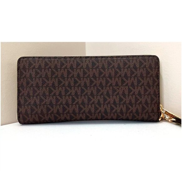 S Michael Kors LG Continental Wallet Brown Army Green Wristlet 35F8GTVT3B NWT F - Picture 4 of 5